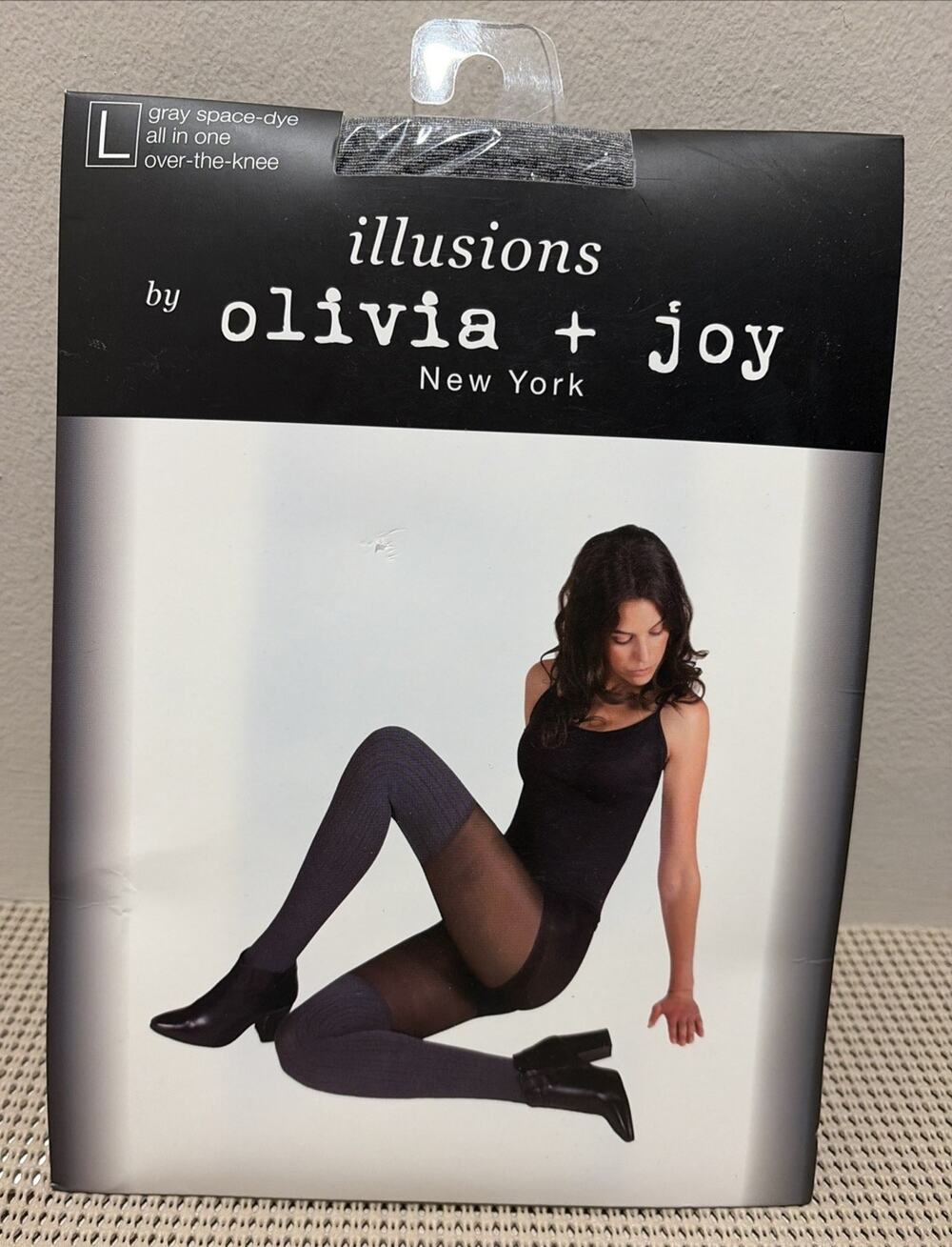 Tights Illusions All In One Gray Space-Dye Size Large Olivia + Joy